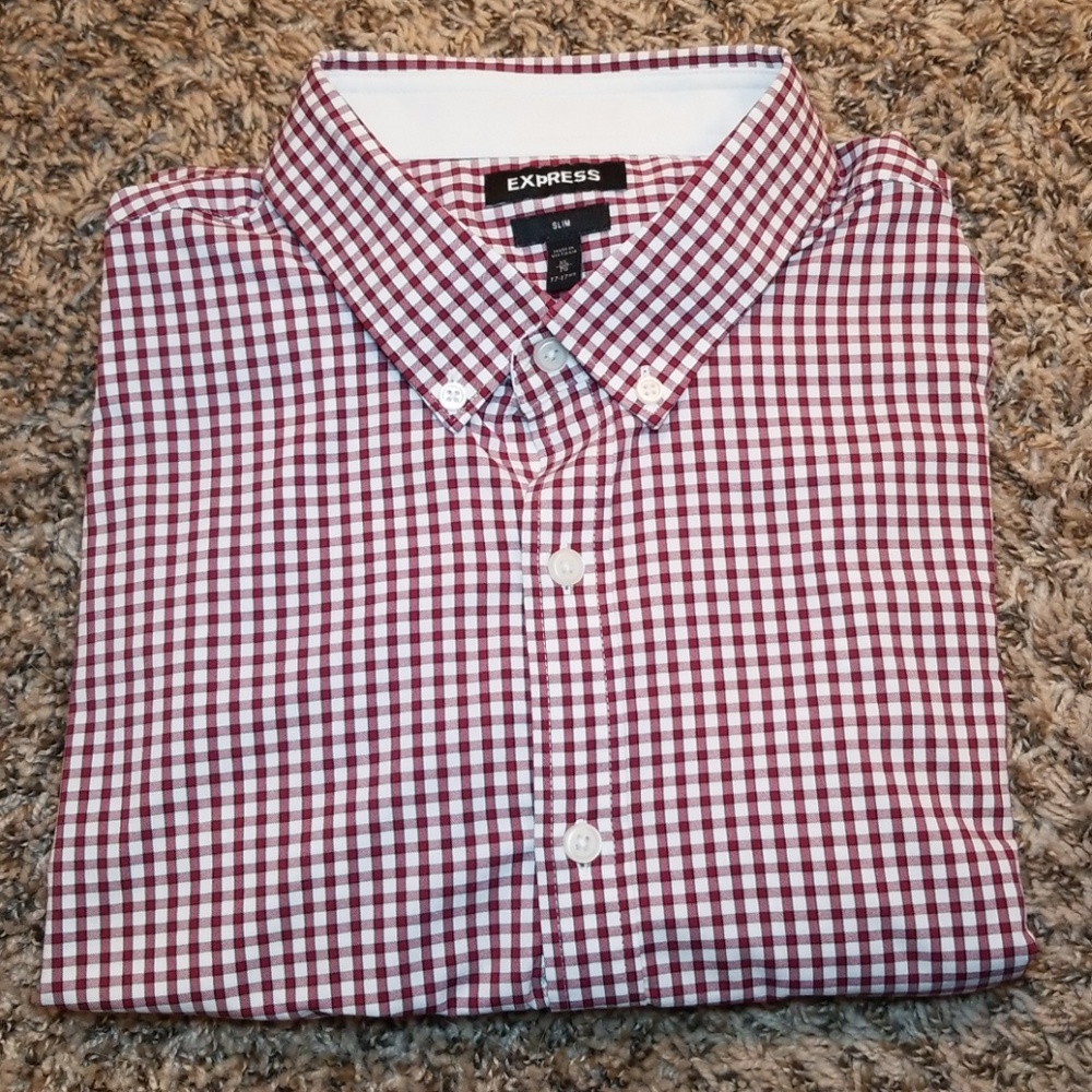 Express Red and White Checkered Button Down